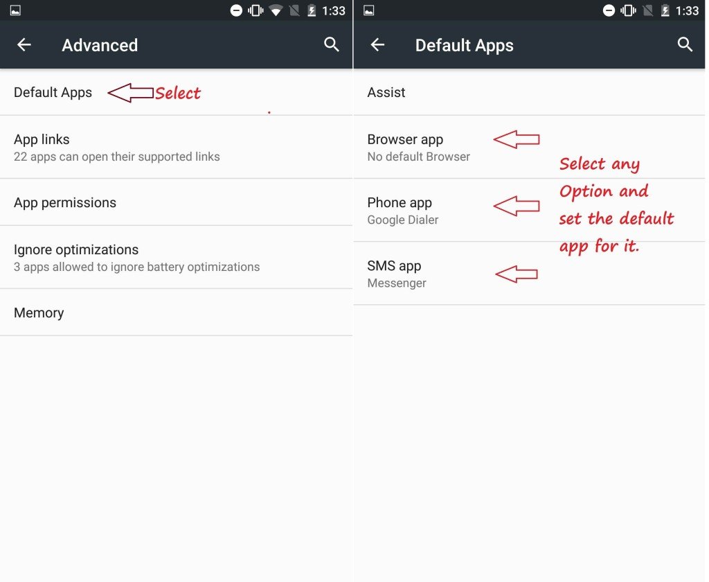 Defaults Apps in Android Marshmallow