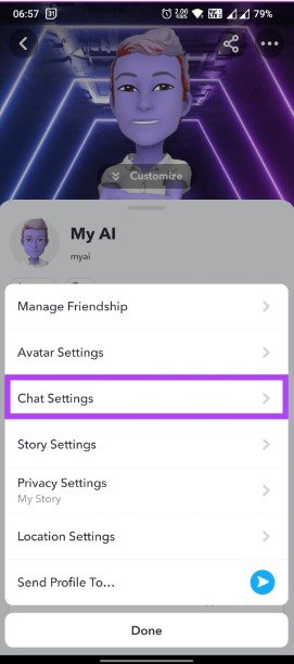how to delete my ai on snapchat android